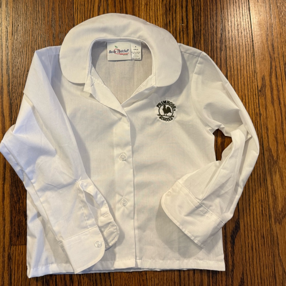 Primrose Dennis Uniform Girls White Button Down Shirt 4